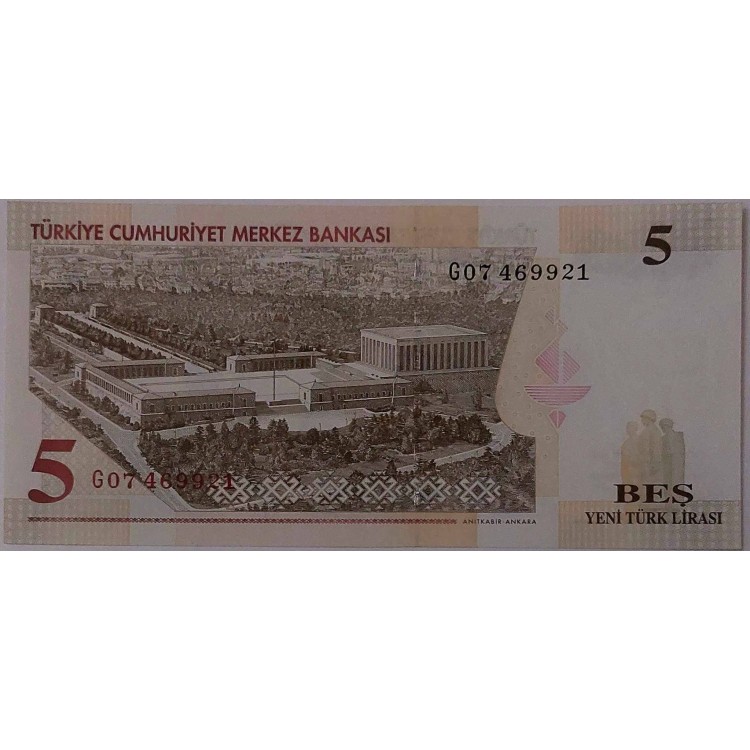 8 EMİSYON 5 YENİ TÜRK LİRASI PİK P-217 YIL 2005 KONDİSYON 10/10