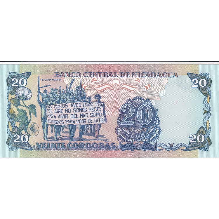 NİKARAGUA 20 CORDABAS PİK  P-152 YIL 1985/88 KONDİSYON 10/10 