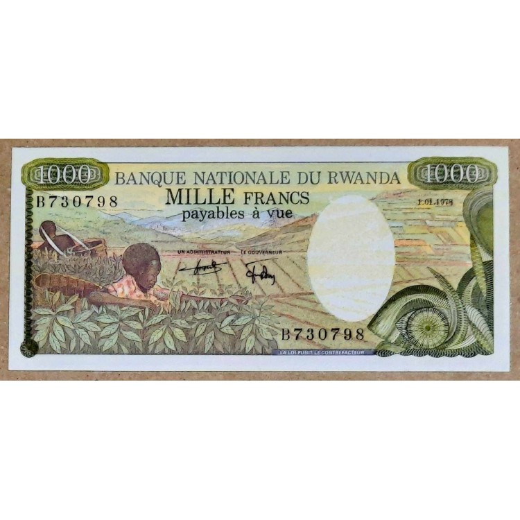 RUANDA 1000 FRANCS PİK P-14a YIL 1978 KONDİSYON 10/10 