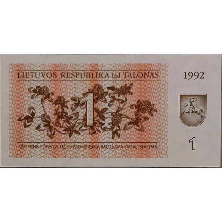 LİTVANYA 1 TALONAS PİK P-39 YIL 1992 KONDİSYON 10/10 