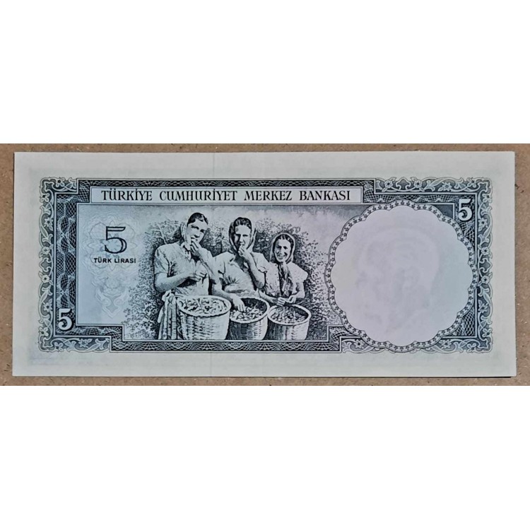 5 EMİSYON 5 LİRA 4 TERTİP PİK 174a YIL 1965  KONDİSYON 10/8,5