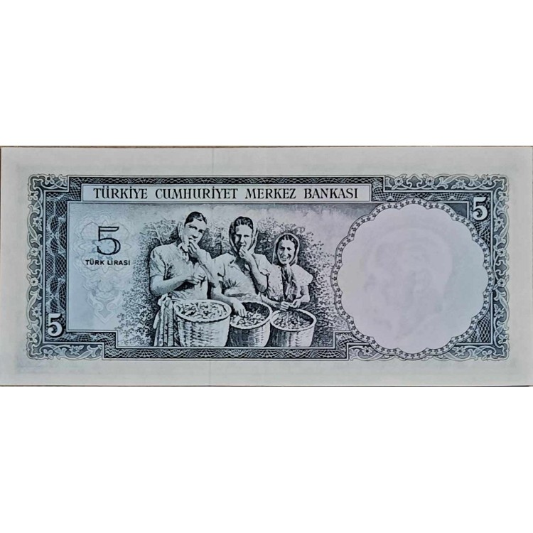 5 EMİSYON 5 LİRA 4 TERTİP PİK 174a YIL 1965  KONDİSYON 10/8,5