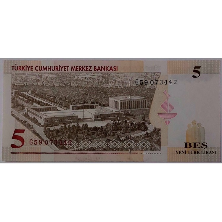 8 EMİSYON 5 YENİ TÜRK LİRASI PİK P-217 YIL 2005 KONDİSYON 10/10
