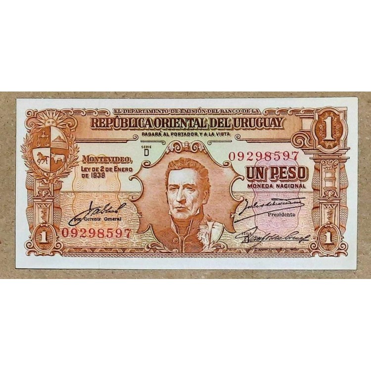 URUGUAY 1  PESO PİK P-35c YIL 1939 KONDİSYON 10/10 