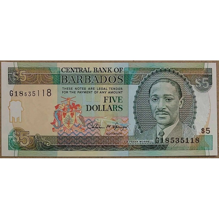 BARBADOS 5 DOLLARS  KONDİSYON 10/10