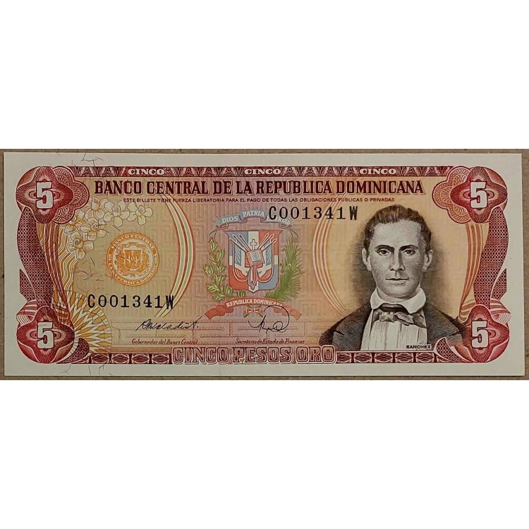 DOMİNİK CUMHURİYETİ 5 PESOS ORO  KONDİSYON 10/10
