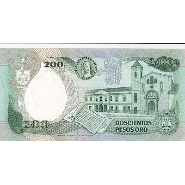 KOLOMBİYA 200 PESOS ORO PİK P-429A YIL 1992 KONDİSYON 10/10 