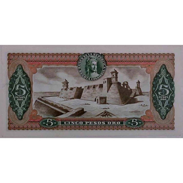 KOLOMBİYA 5 PESOS ORO PİK P-406/d YIL 1973 KONDİSYON 10/10 