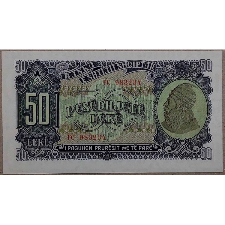 ARNAVUTLUK 50  LEKE PİK P-29 YIL 1957 KONDİSYON 10/10 