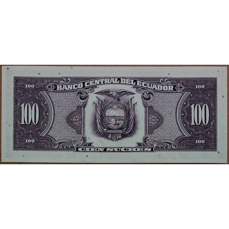 EKVADOR 100 SUCRES PİK P-123/b4 YIL 1990 KONDİSYON 10/10