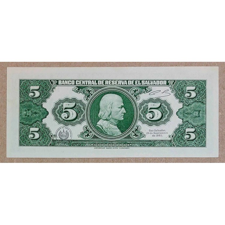 EL SALVADOR 5 COLONES PİK P-134a YIL 1983 KONDİSYON 10/10 nadirlik endeksi 54