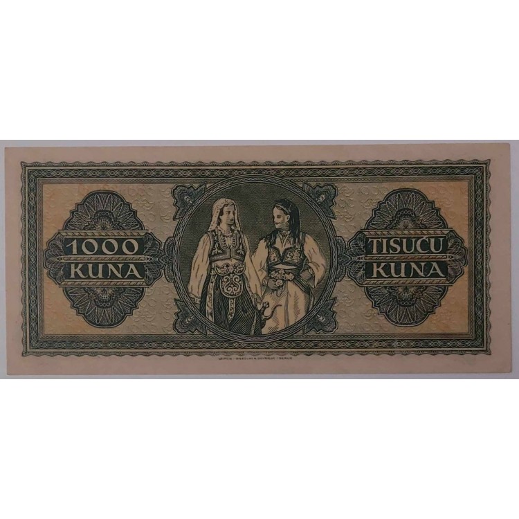 HIRVATİSTAN 1000 KUNA PİK 12a YIL  1943 KONDİSYON 10/10