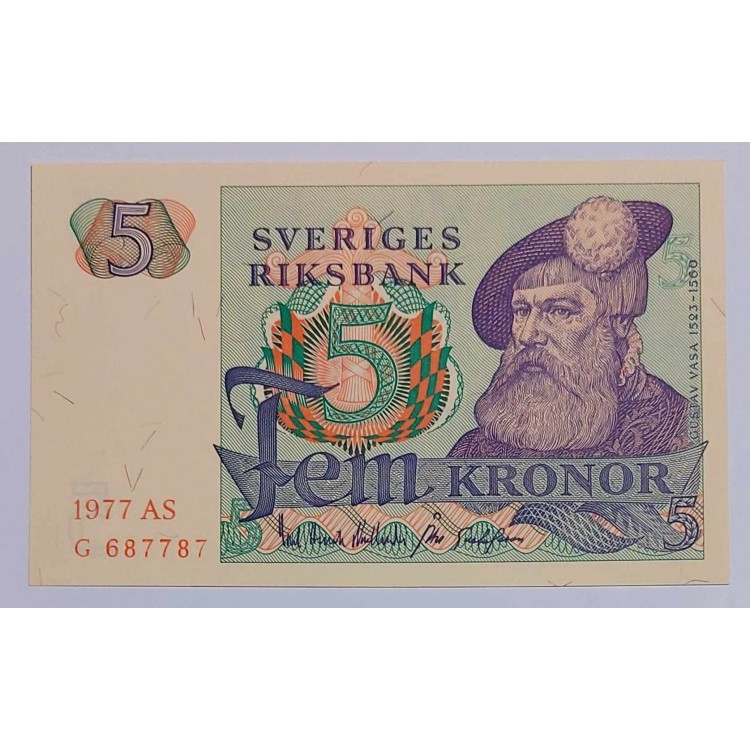 İSVEÇ 5 KRONOR PİK  P 51  YIL 1977 KONDİSYON 10/10 