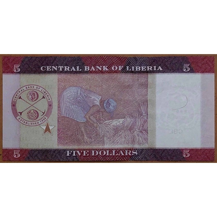 LİBERYA 5  DOLLARS PİK P-31/a YIL 2016 KONDİSYON 10/10 