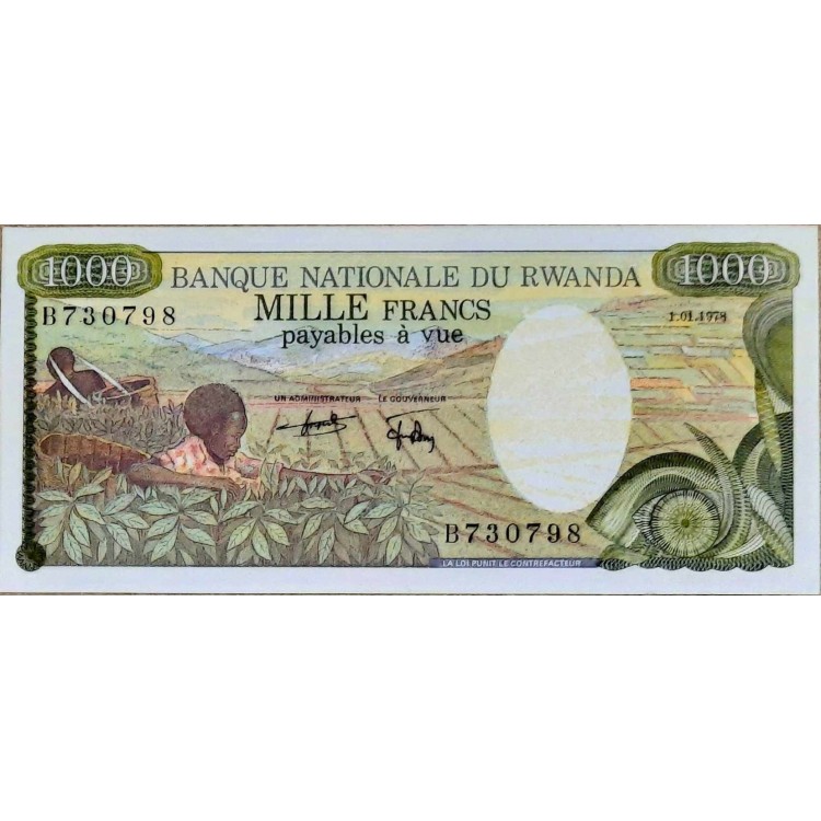 RUANDA 1000 FRANCS PİK P-14a YIL 1978 KONDİSYON 10/10 