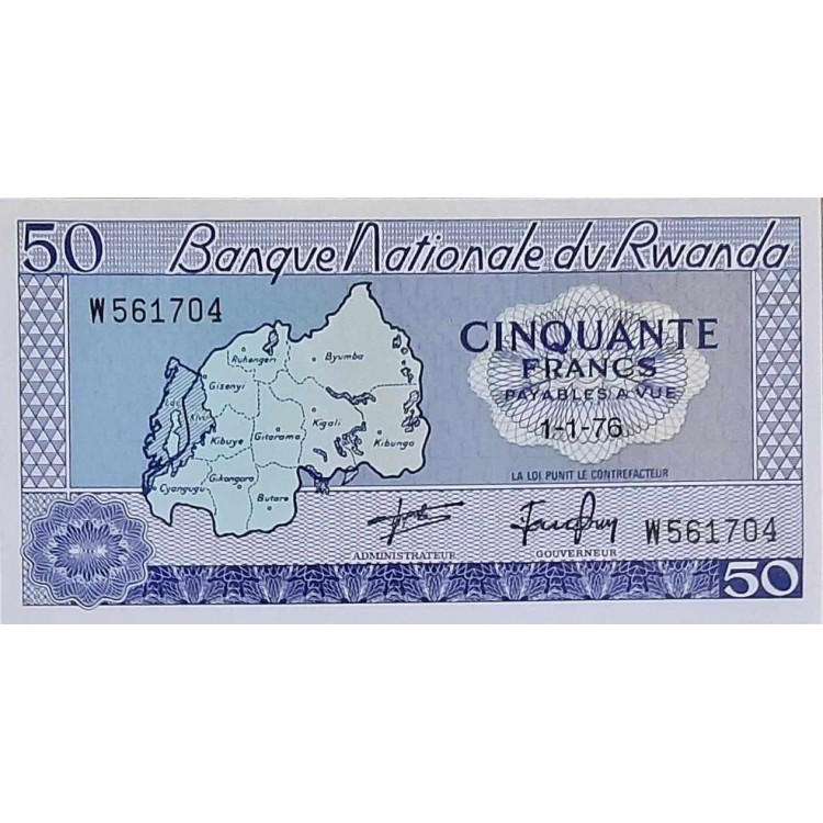 RUANDA 50 FRANCS PİK P-7c YIL 1976 KONDİSYON 10/10 