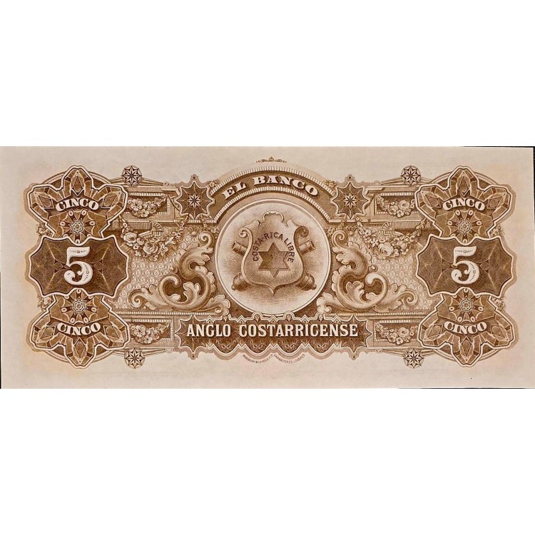 KOSTARİKA 5 COLONES PİK Ps122 YIL 1903/1917 KONDİSYON 10/10 