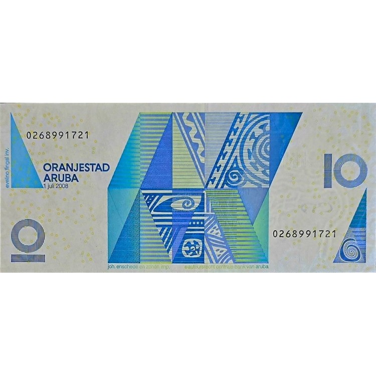  ARUBA 10 FLORIN 2008 P#16b  KONDİSYON 10/10 