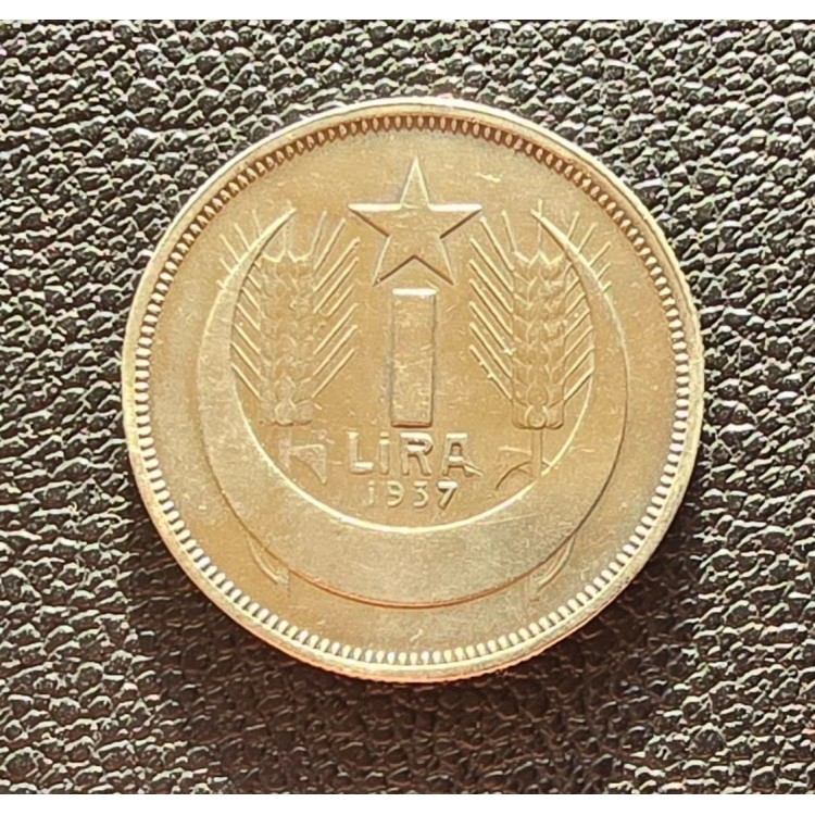 1937  ATA 1 LİRA GÜMÜŞ KONDİSYON 10/8