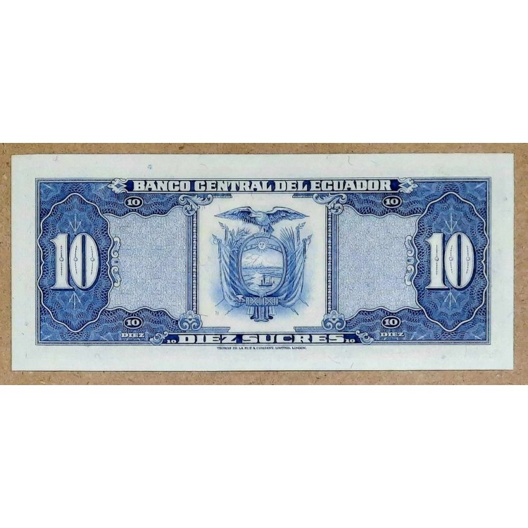 EKVADOR 10 SUCRES PİK P-114b YIL 1982 KONDİSYON 10/10
