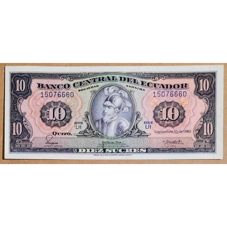 EKVADOR 10 SUCRES PİK P-114b YIL 1982 KONDİSYON 10/10