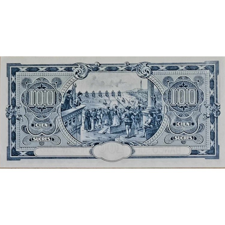 EKVADOR 100 SUCRES PİK P-pS254 REMAINDER YIL 1920 KONDİSYON 10/9