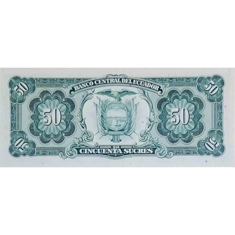 EKVADOR 50 SUCRES PİK P-122/b1 YIL 1988 KONDİSYON 10/10