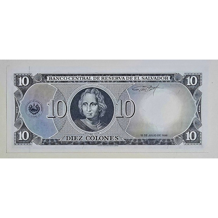 EL SALVADOR 10 KOLON PİK P-144d YIL 1996 KONDİSYON 10/10 nadirlik endeksi 69