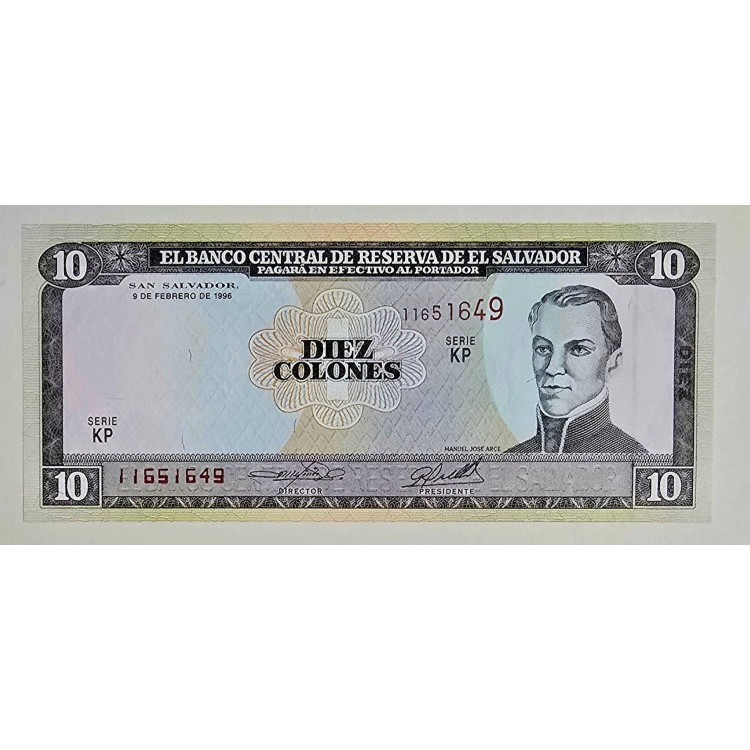 EL SALVADOR 10 KOLON PİK P-144d YIL 1996 KONDİSYON 10/10 nadirlik endeksi 69