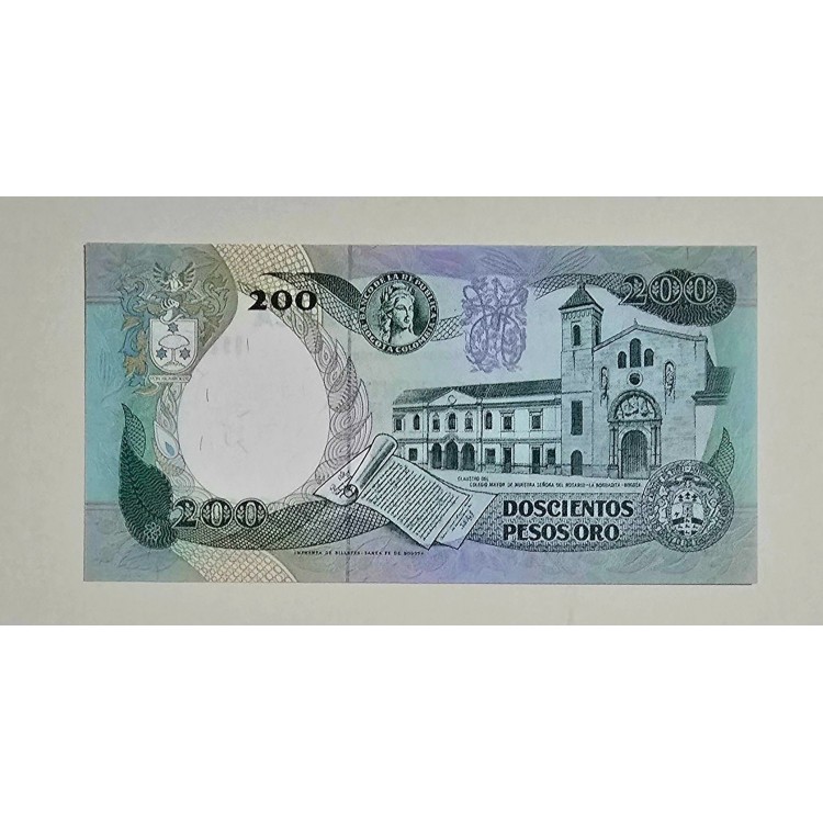 KOLOMBİYA 200 PESOS ORO PİK P-429A YIL 1992 KONDİSYON 10/10 