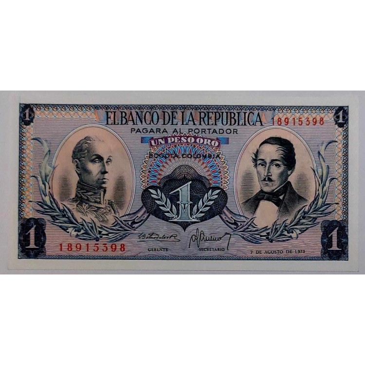 KOLOMBİYA 1 PESOS ORO PİK P-404 YIL 1973 KONDİSYON 10/10 