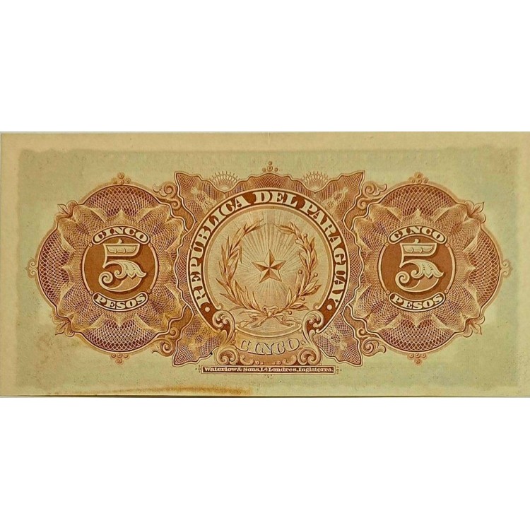 PARAGUAY 5 PESOS PİK P-156 YIL 1907 KONDİSYON 10/9,5
