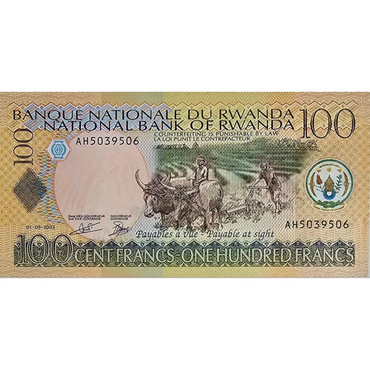 RUANDA 100 FRANCS  KONDİSYON 10/10 