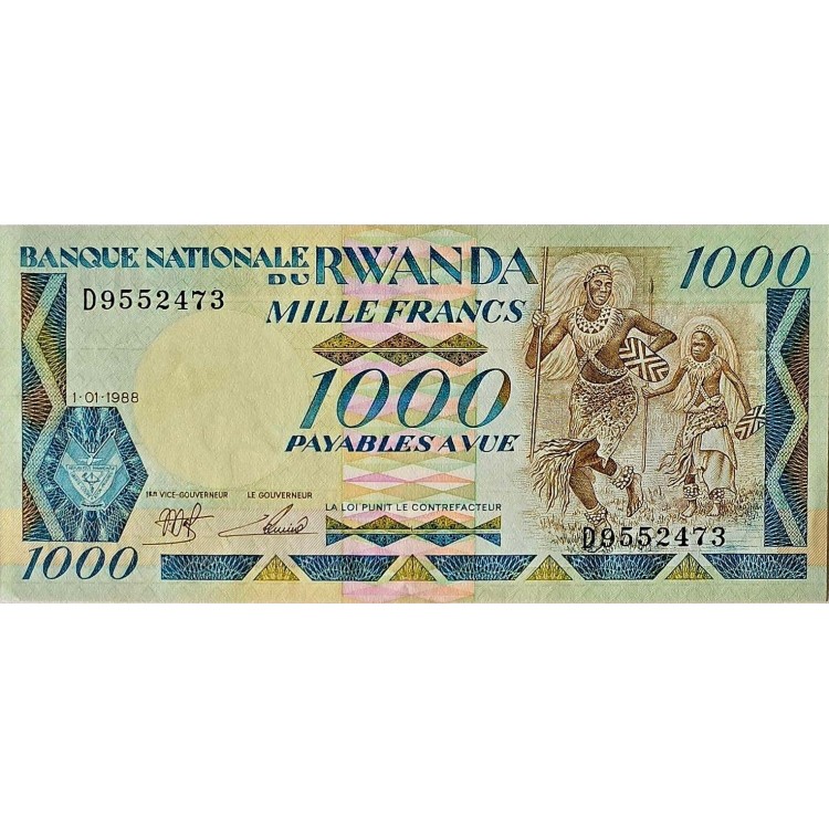 RUANDA 1000 FRANCS PİK P-21a YIL 1988 KONDİSYON 10/10 