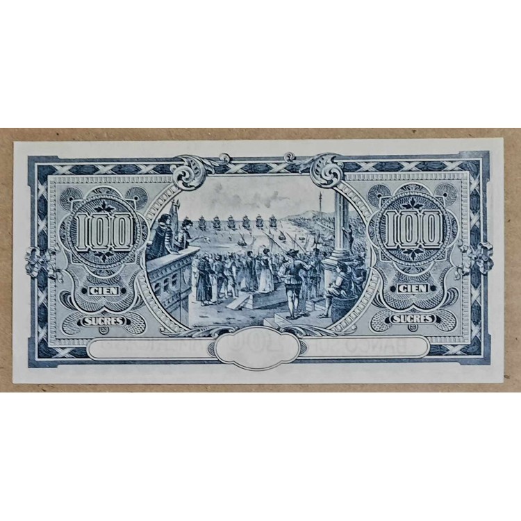 EKVADOR 100 SUCRES PİK P-pS254 REMAINDER YIL 1920 KONDİSYON 10/9