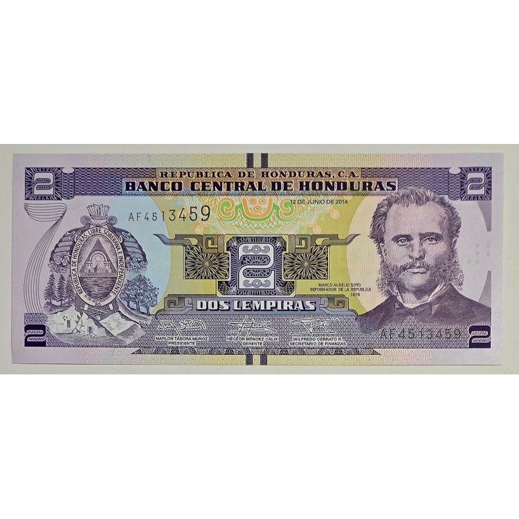 HONDURAS 2 LEMPİRA 2014 P#97/b KONDİSYON 10/10