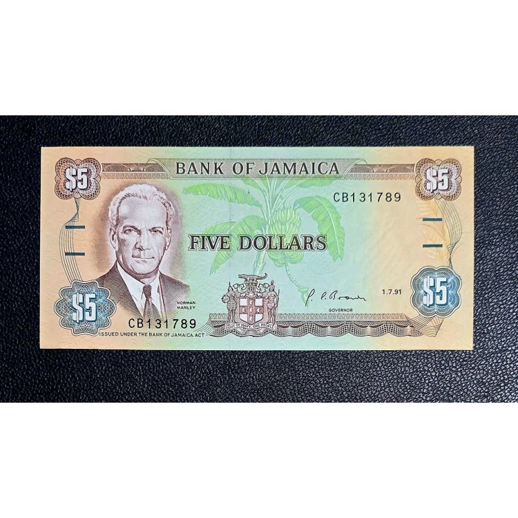 JAMAİKA 5 DOLLARS PİK P-70/d YIL 1991 KONDİSYON 10/10 