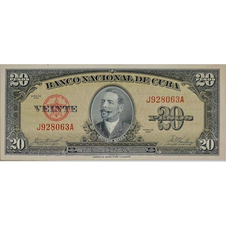 KÜBA  20 PESOS PİK P-80b YIL 1958 KONDİSYON 10/9