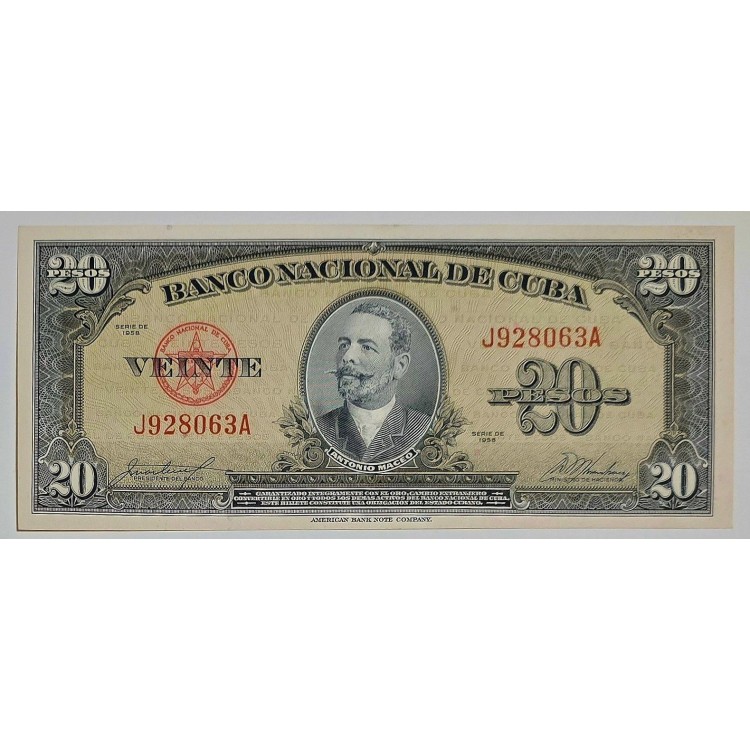KÜBA  20 PESOS PİK P-80b YIL 1958 KONDİSYON 10/9