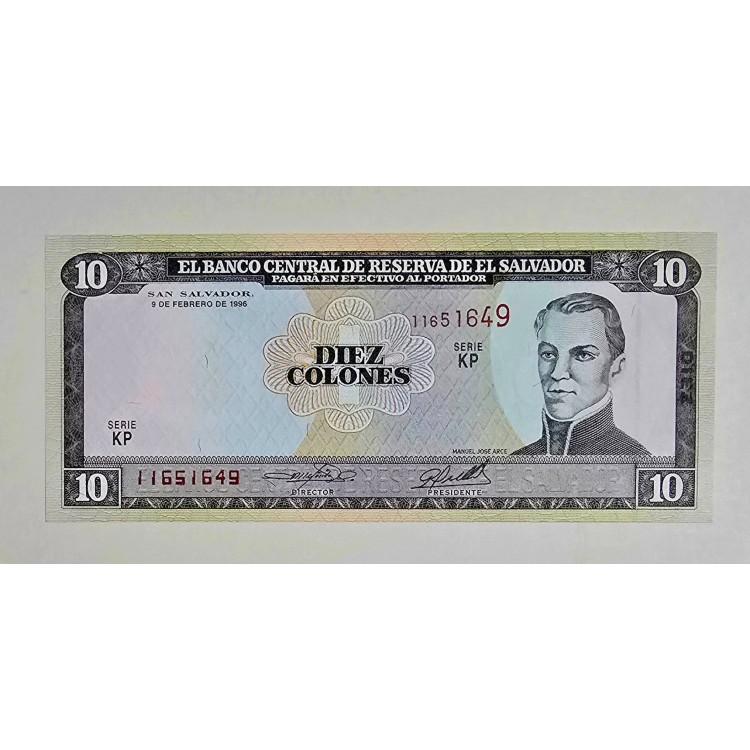 EL SALVADOR 10 KOLON PİK P-144d YIL 1996 KONDİSYON 10/10 nadirlik endeksi 69