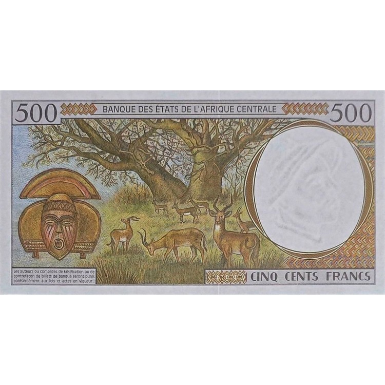 MERKEZİ AFRİKA DEVLETLERİ  F-CENTRAL AFRİKA 500 FRANCS 1999 P#501Ng KONDİSYON 10/10