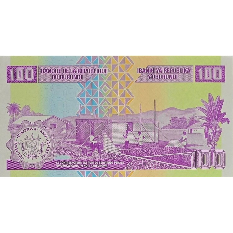 BURUNDİ 100 FRANCS PİK P-44/b YIL 2011 KONDİSYON 10/10 