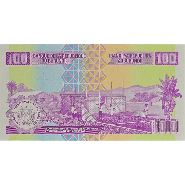 BURUNDİ 100 FRANCS PİK P-44/b YIL 2011 KONDİSYON 10/10 