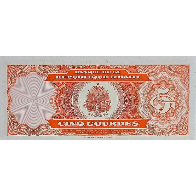 HAİTİ 5 GOURDES PİK P-255/a YIL 1989 KONDİSYON 10/10