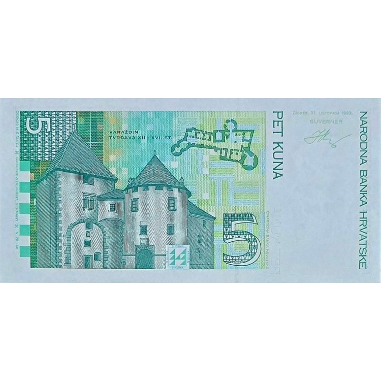 HIRVATİSTAN 5 KUNA PİK P-28 YIL 1993 KONDİSYON 10/10