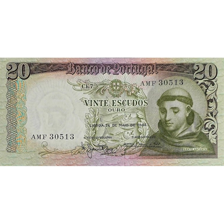 PORTEKİZ 20 ESCUDOS 1964 P#167b  KONDİSYON 10/10