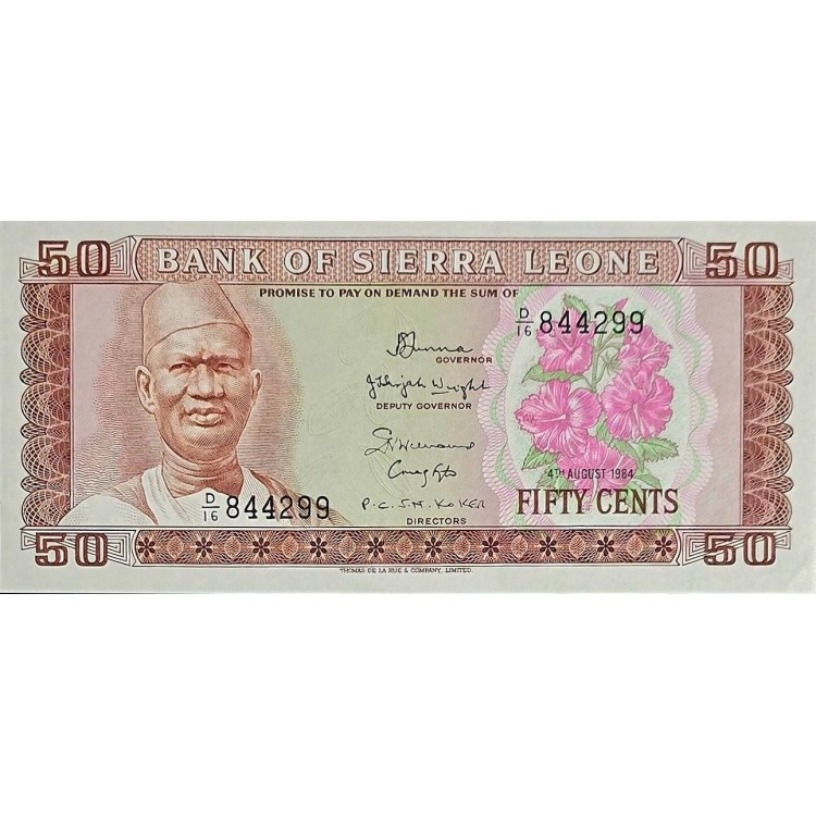 SİERRA LEONE 50 CENTS PİK P- 4/e YIL 1974/ 1984 KONDİSYON 10/10