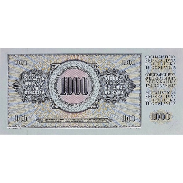 YUGOSLAVYA 1000 DINARA  KONDİSYON 10/10