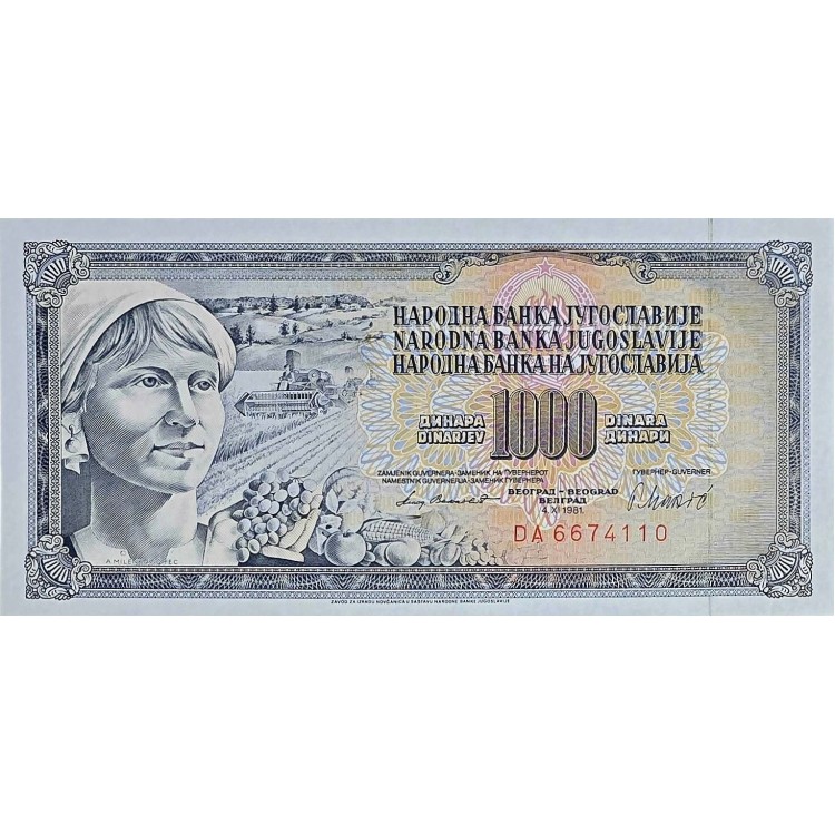 YUGOSLAVYA 1000 DINARA  KONDİSYON 10/10