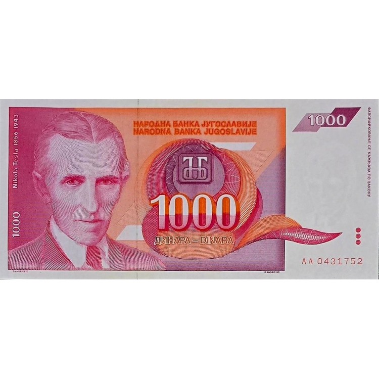 YUGOSLAVYA 1000 DINARA  KONDİSYON 10/10